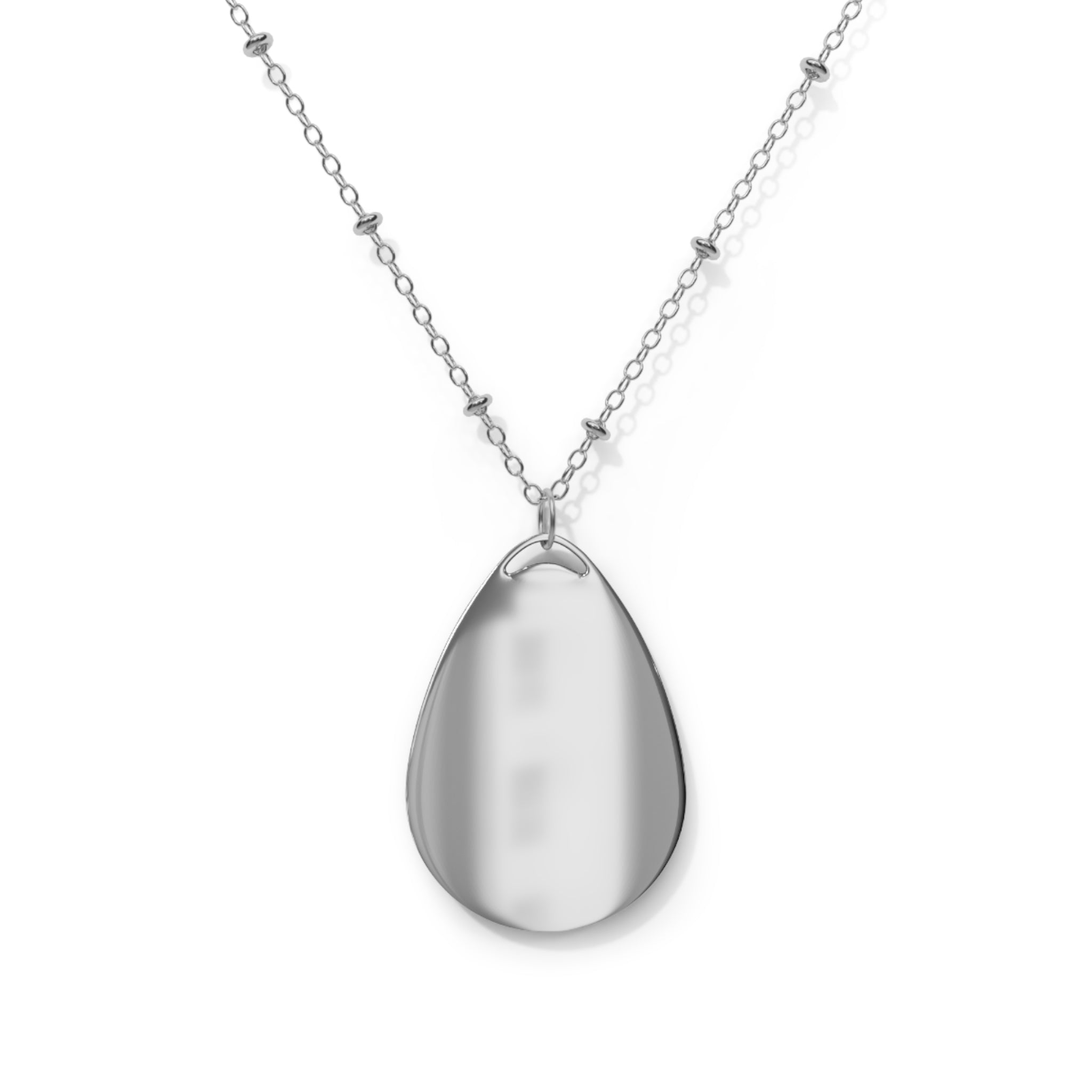 Oval Teardrop Pendant Necklace with Vintage Floral Poem Insert