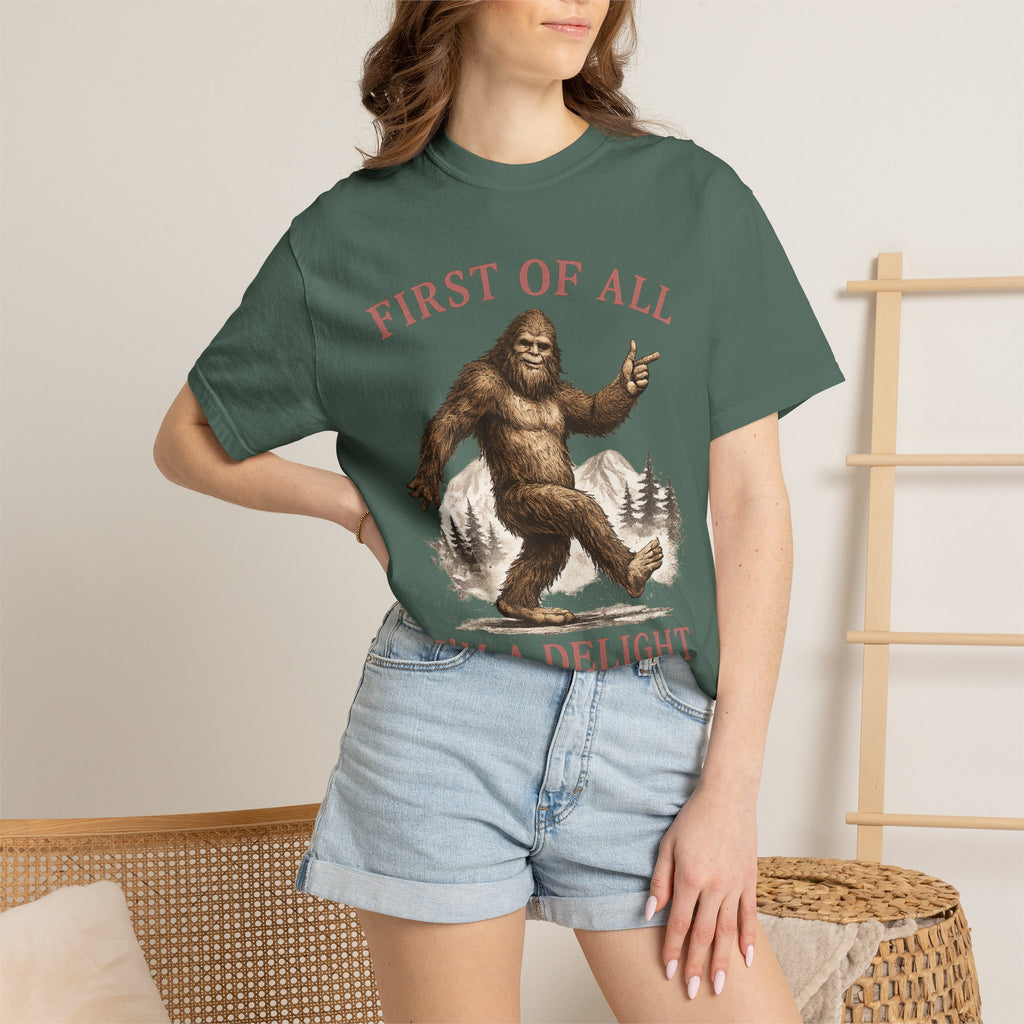 Vintage Sasquatch T-Shirt — "First of All, I’m a Delight" Graphic Tee