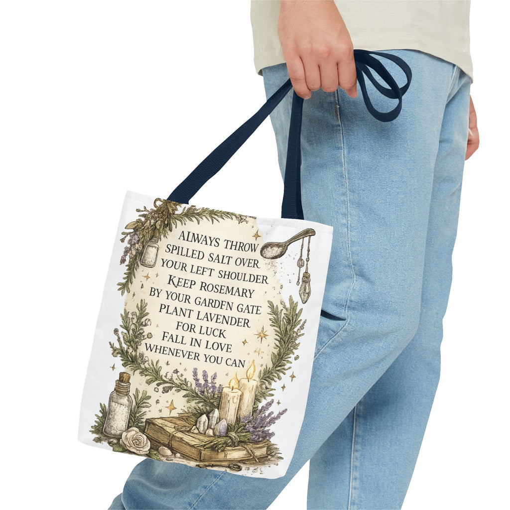 Witchy Spell Tote Bag — Botanical Herbs & Good Luck Charm Shopper