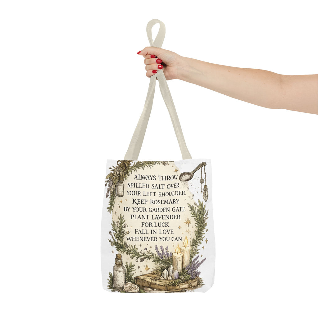 Witchy Spell Tote Bag — Botanical Herbs & Good Luck Charm Shopper