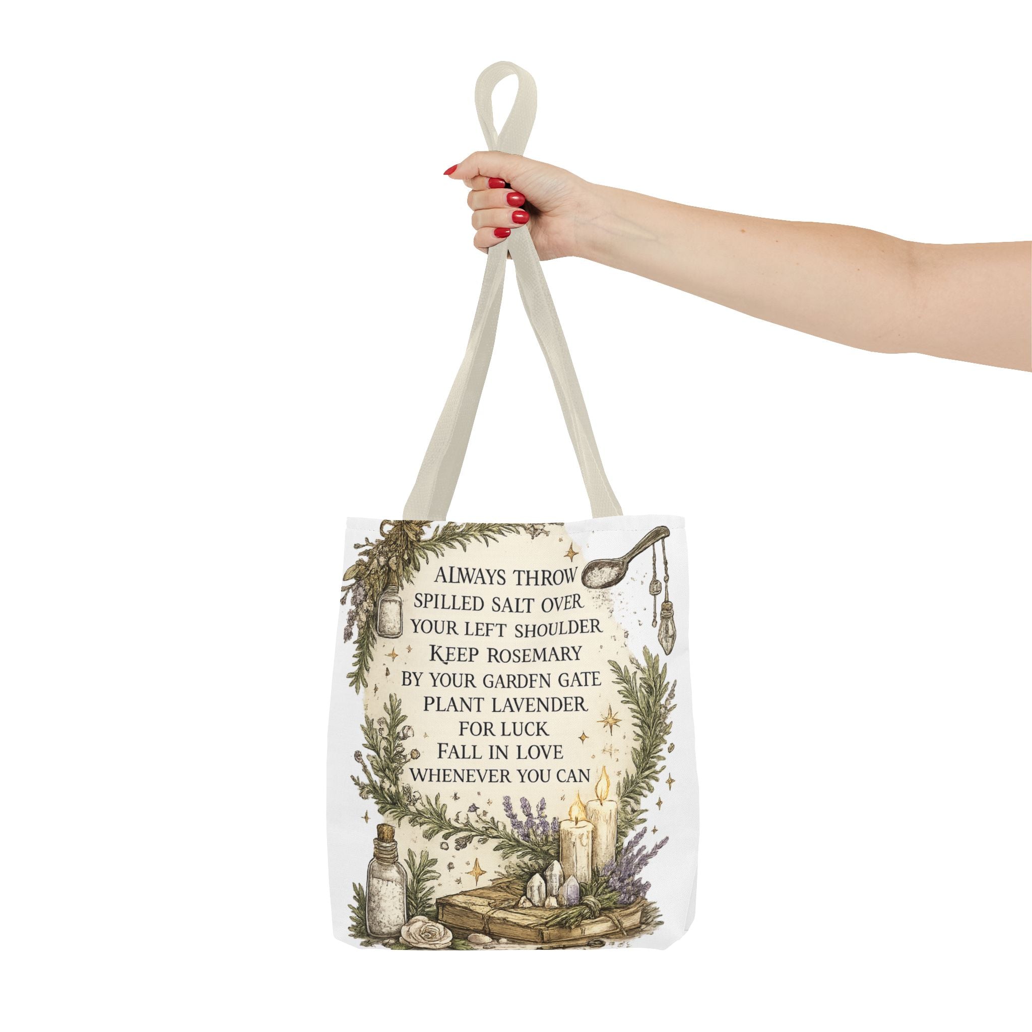 Witchy Spell Tote Bag — Botanical Herbs & Good Luck Charm Shopper