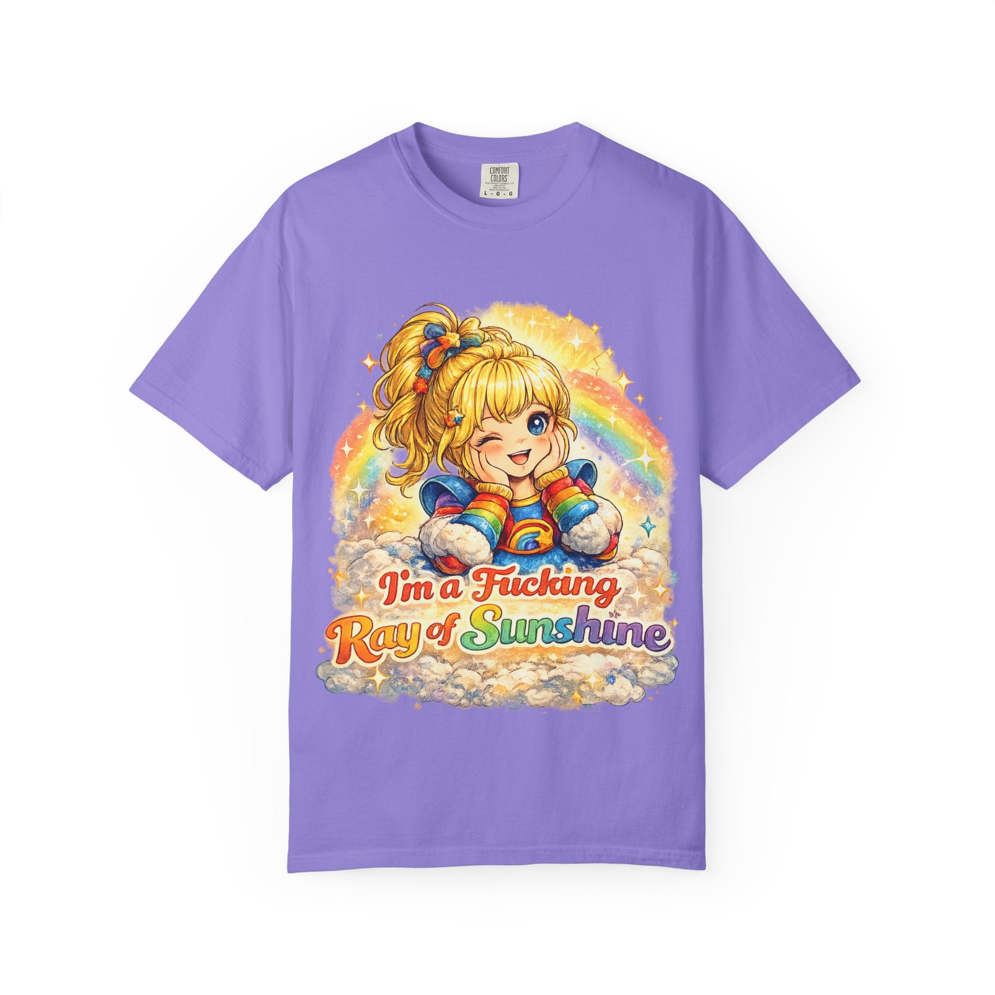 Graphic T-Shirt — “I’m a Fucking Ray of Sunshine” Retro Rainbow Cute Girl Tee