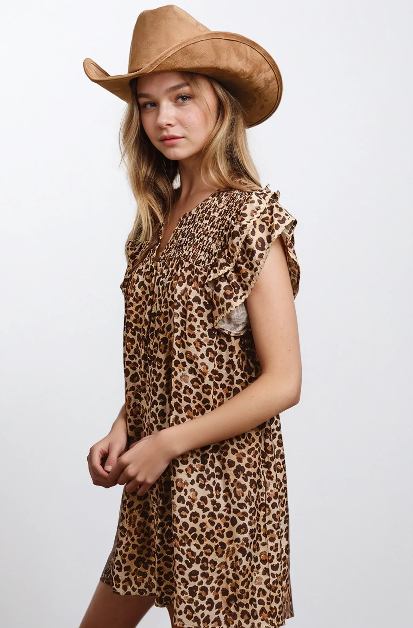 Desert Muse Leopard Ruffle Dress