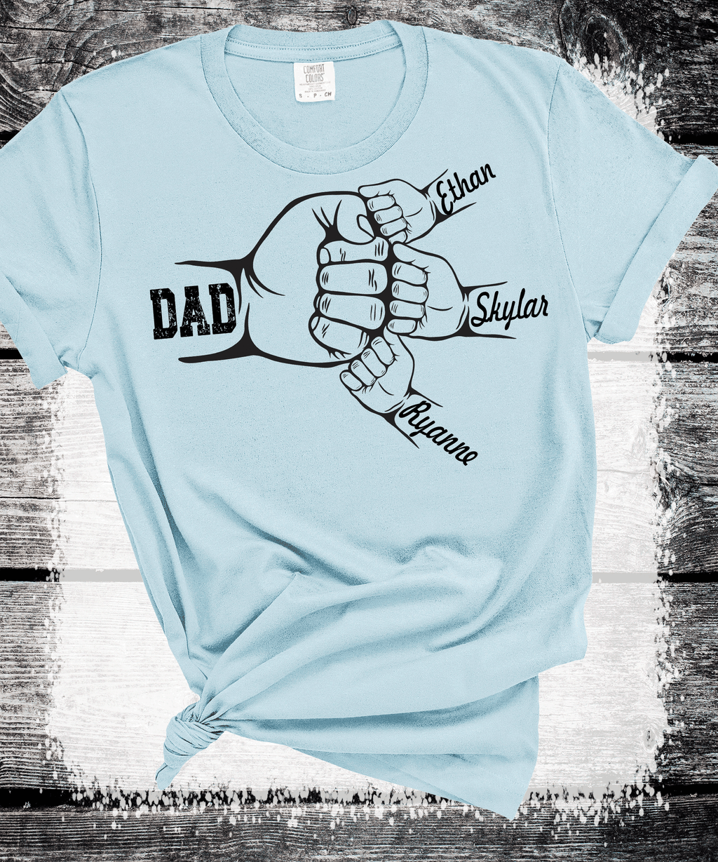 Comfort Colors®  Custom Dad Shirt with Kid Names, Father's Day Gift, New Dad Tshirt, Personalized Dad T-Shirt, Custom Kids Names Shirt, Fathers Day Shirt Fist Bump