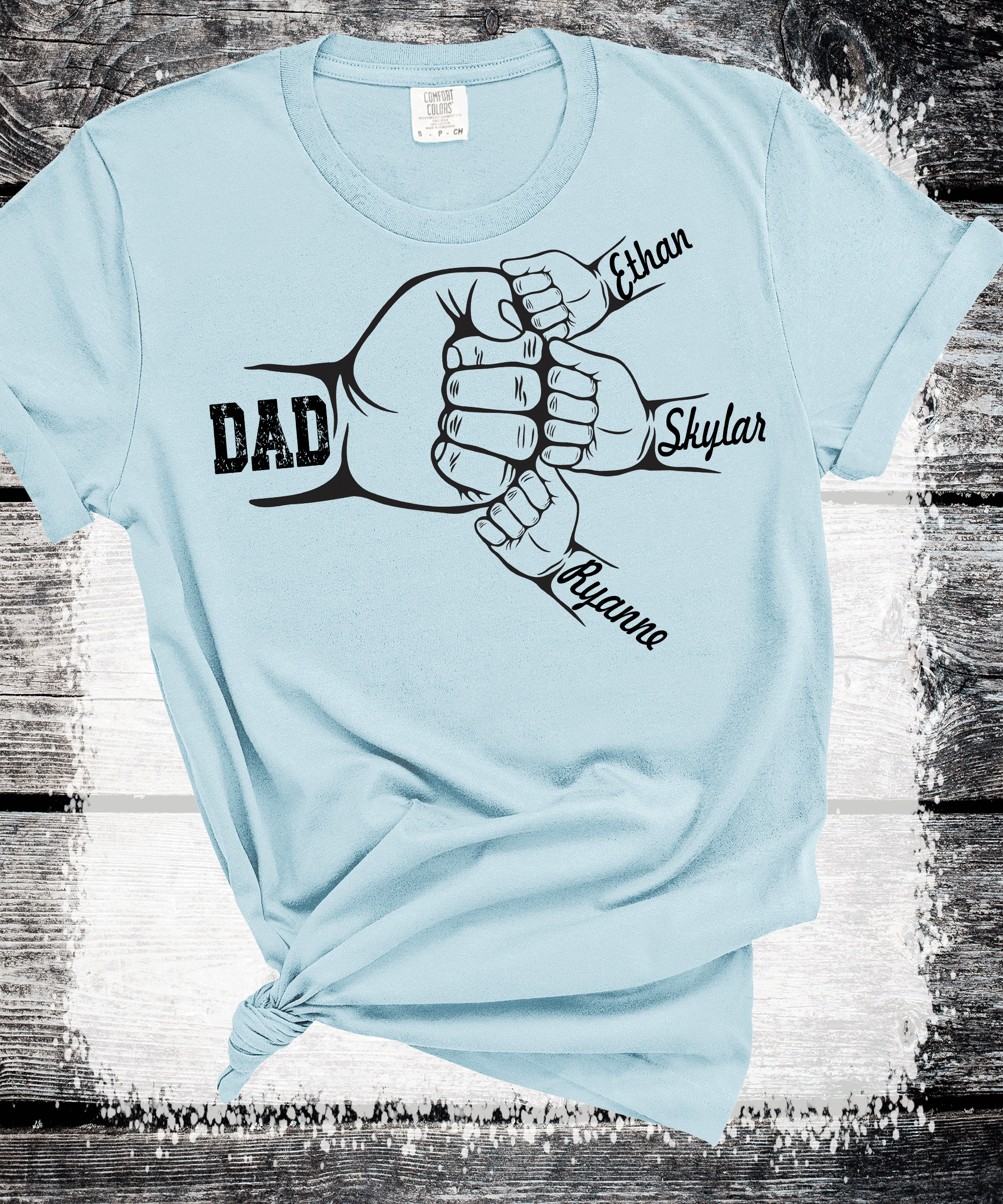 Comfort Colors®  Custom Dad Shirt with Kid Names, Father's Day Gift, New Dad Tshirt, Personalized Dad T-Shirt, Custom Kids Names Shirt, Fathers Day Shirt Fist Bump