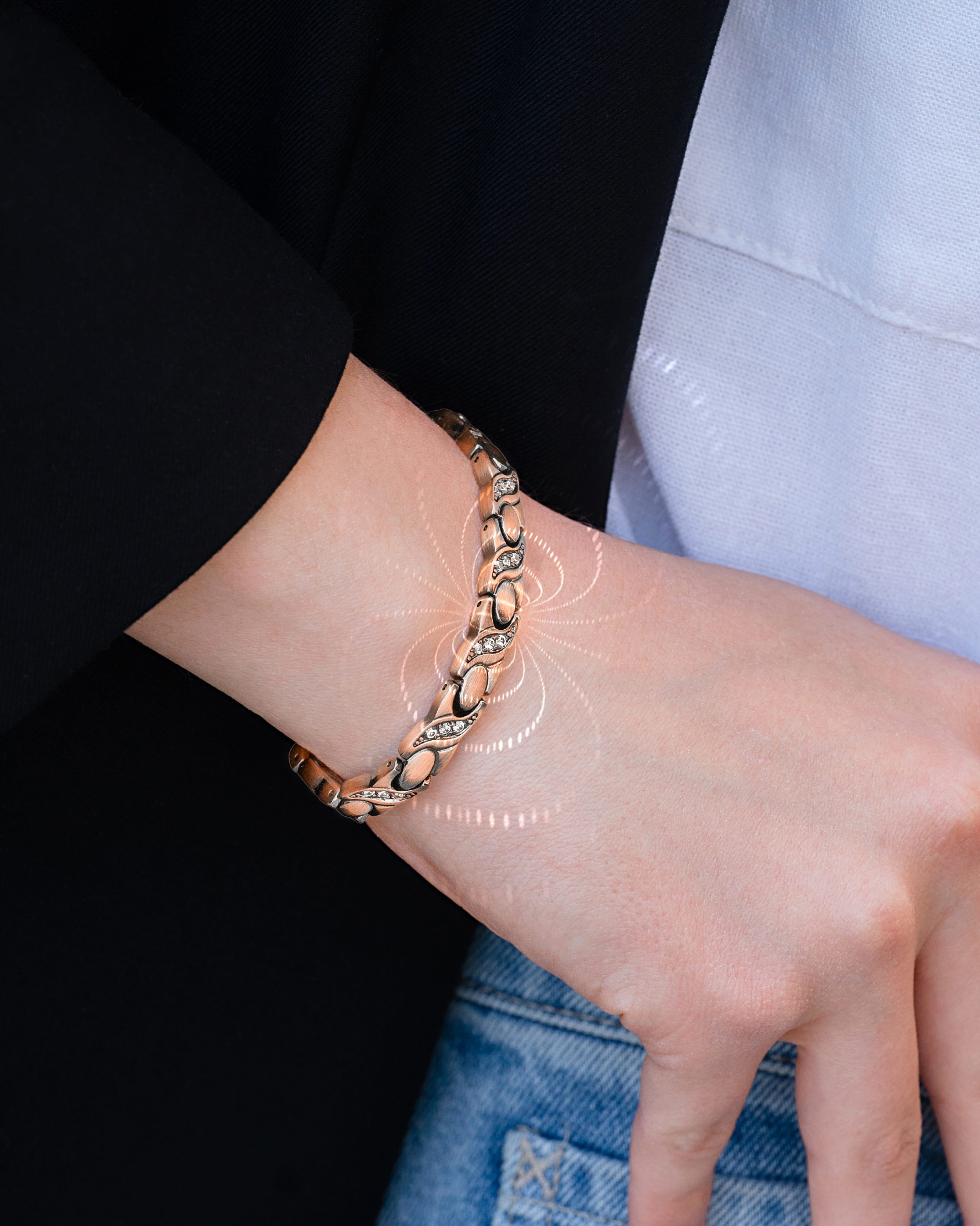 Women’s Ultra Strength Pure Copper Magnetic Bracelet (Crystal XO)